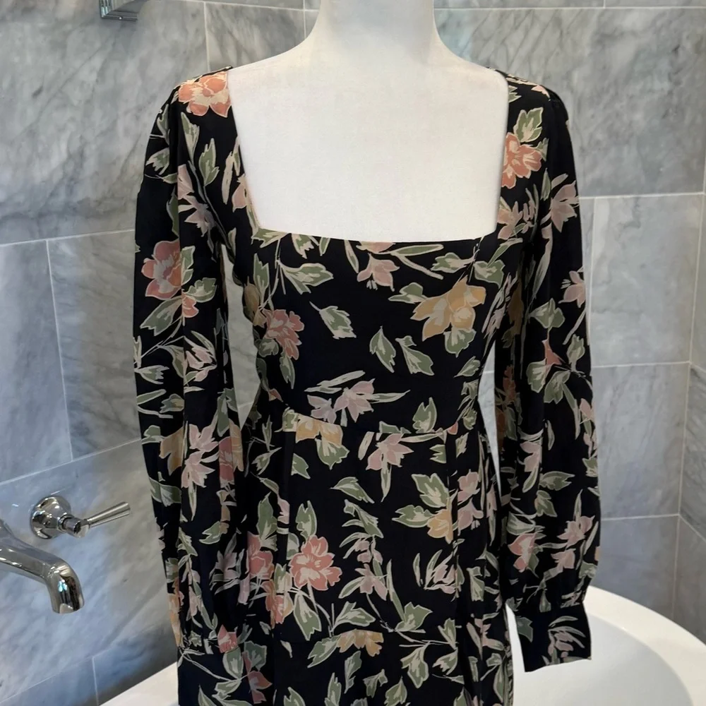 Yumi Kim Hey Jude Dress Size 4 Haze Night Black Floral Long Sleeve Mini Revolve - Picture 2 of 13